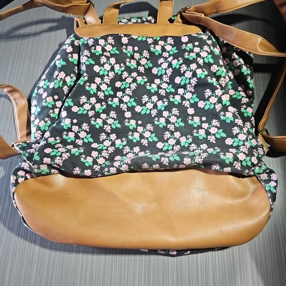 Brooklyn Bound Purple Black‎ Brown Green Mini Floral Backpack 2015 Edition EUC